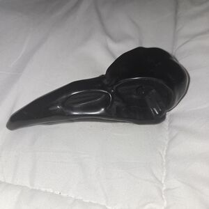 Black Obsidian Raven Skull